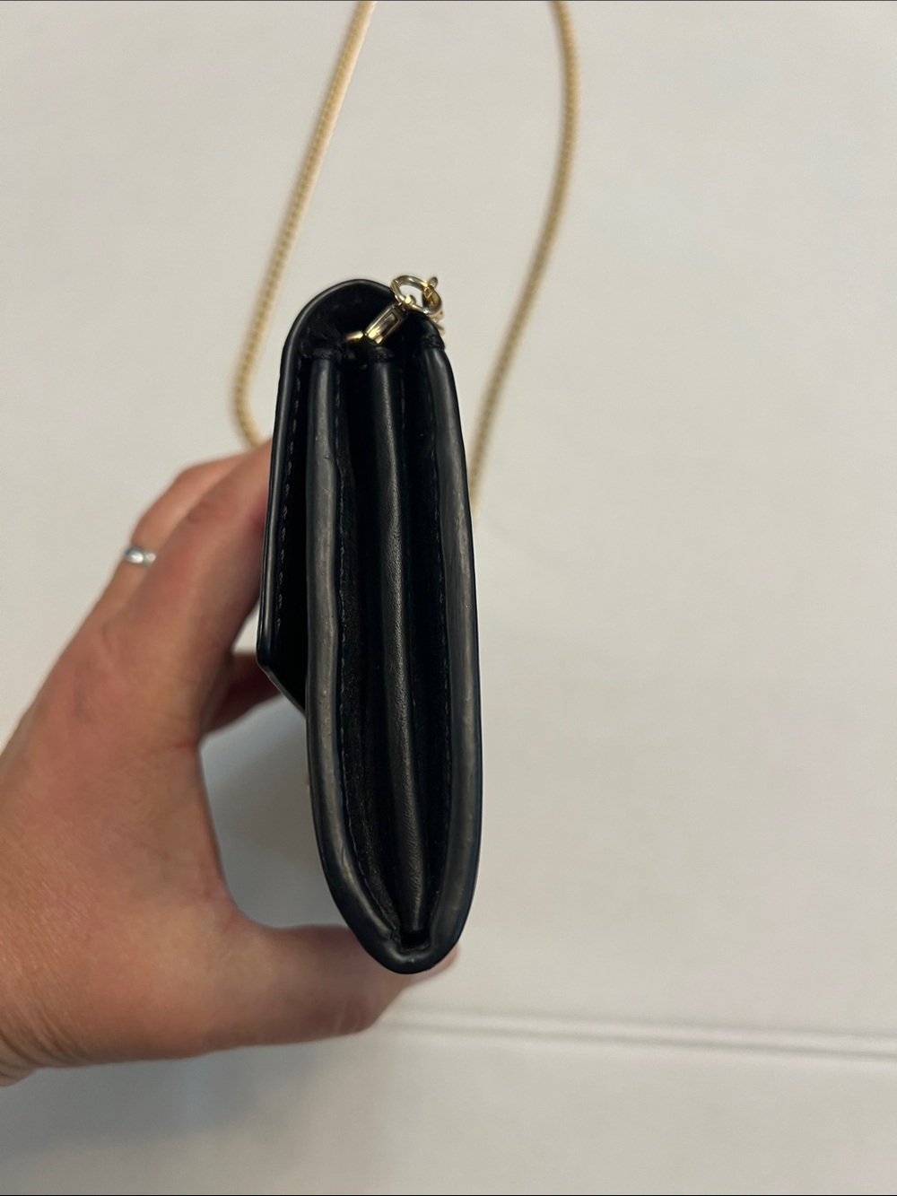 CUYANA CROSSBODY CHAIN BLACK LEATHER CLUTCH WALLET BAG - Picture 3 of 16